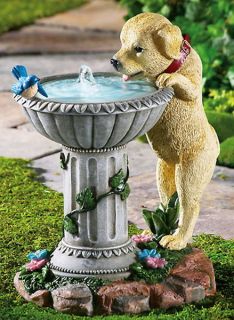 style fountain hand painted resin statue of dog drinking from fountain