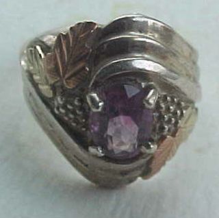 BEAUTIFUL VINTAGE STERLING SILVER GOLD PLATED AMETHYST RING SIZE 8 0 2