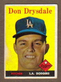 1958 Topps Baseball 25 Don Drysdale Dodgers VG EX