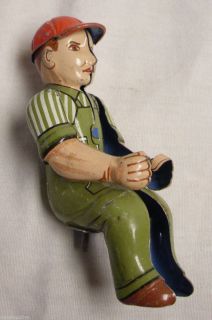 BULLDOZER TRACTOR TIN DRIVER FIGURE PART MADE IN JAPAN 1950s