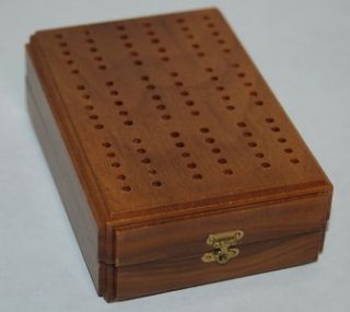 Vintage Drueke Wood Cribbage Board   Folding   No.45   Steel Pegs/Card