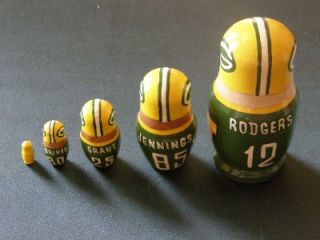  Bay Packers Nesting Dolls Set of 5 Aaron Rodgers Donald Driver