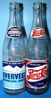 Evervess and Pepsi Cola Dubuque and Carroll Iowa ACL Soda Bottles