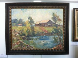 Original Earl North O/B Painting  Well Listed Ohio Artist  Farm In