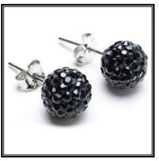 Black Bracelet Necklace & Earring Gift Set Shamballa Swarovski Crystal