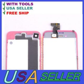 Plating Pink Screen Digitizer LCD Full Assembly for iPhone 4G at T GSM