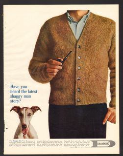 1964 Print Ad Drummond Shaggy Furry Sweater Greyhound