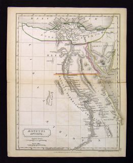 1837 Hall Map Ancient Egypt Heptanomis Thebes Nile Alexandria Great