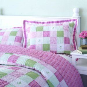 NAUTICA EAST HAMPTON Quilt Comforter Palms Patchwork pink green Design