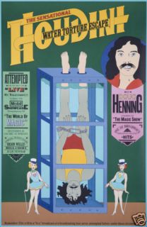  Vintage Poster Harry Houdini Doug Henning Water Torture Magic Magician