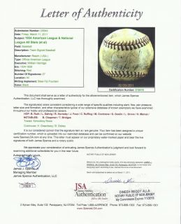 1934 All Star Team Signed Baseball 27 Sigs Babe Ruth, Foxx, Gehrig