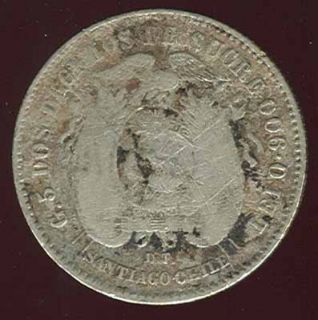 Ecuador Nice Scarce 2 Decimos 1889 Santiago Coin