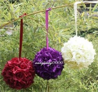 Silk Rose Flowers Balls Optional Colors Wedding Bows 6