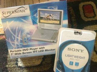 Supersonic SC 178DVD Port. DVD Player & Sony Headphones Bundle