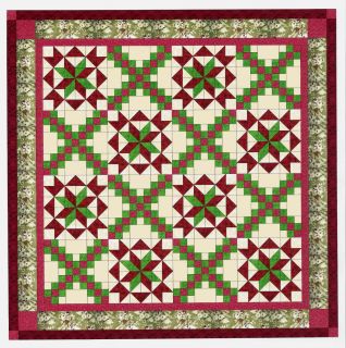Easy Quilt Kit/Romatic Chain star Burgandy/Greens /Pre cut Fabrics