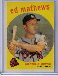 1959 Eddie Mathews Topps Card 450 Milwaukee Braves