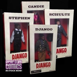 Django Unchained Set of 4 Mego Style Dolls NECA Action Figures in