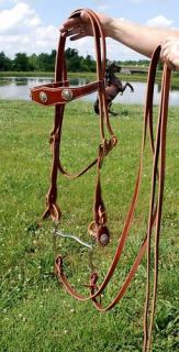 USA Made Brown Draft Horse Bridle Horseshoes 6 Bit