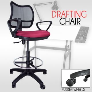 Drafting Chair Mesh Stool Armrest Ergonomic Adjustable Footring Arm