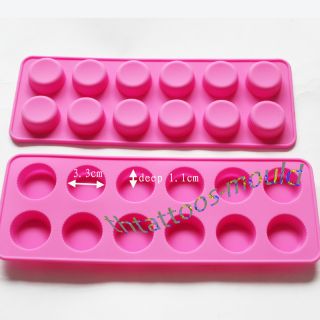 NEW HOT Silicone ROUND CHOCOLATE CAKE SOAP MOLD MOULD 12 HOLES 26 X 9