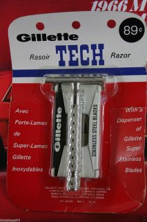  NOS 1966 Gillette Tech Safety Razor Double Edge NOS Blade Dispenser