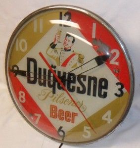 vintage 1957 duquesne pilsner beer pam clock search