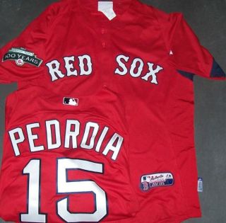 Boston Red Sox Dustin Pedroia Jersey By Majestic 100yr Patch