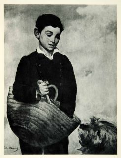  Boy with Basket Dog Portrait Edouard Manet Costume Clothing Art