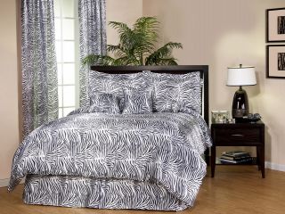 7pc Silky Satin Zebra Duvet Cover Bedding Set King New
