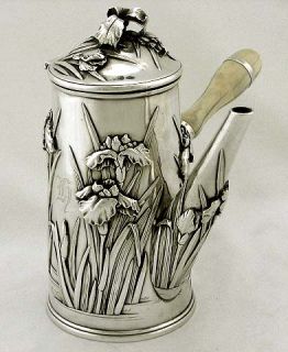  Sterling Silver Iris Flower Chocolate Pot Arthur Bond Meiji