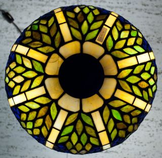 Antique Edward Miller EM CO table lamp stained glass tiffany handel