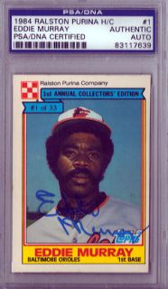 Eddie Murray Autographed 1984 Ralston Purina Card PSA/DNA Slabbed