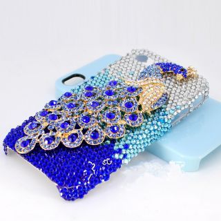 Set Auger Blue Peacock Bling DIY Deco Kit for Cell Phone iPhone 4G 4S
