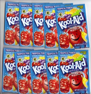 10 Packets of Kool Aid Drink Mix Tropical Punch Flavor Ten Packs