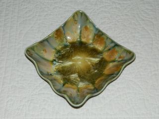 Beautiful Edgecomb Potters Maine Made Sea Green & Yellow Crystalline