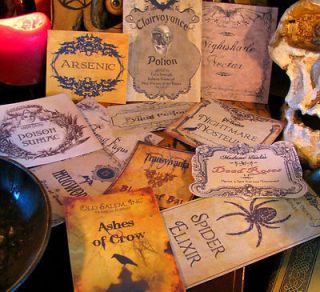  Halloween Potion Bottle Labels Party Prop ~set #4   Witchs Pantry EEK