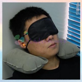  Pillow Inflatable Travel Camping Hiking Cushion Eye Mask Ear Plugs