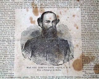 RARE Confederate Battle of Antietam Kirby Smith Print Civil War 1862