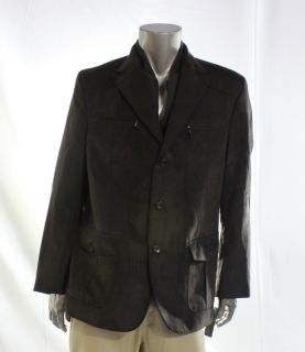 Tasso Elba NEW Brown Mens Button Up Zip Suede Long Sleeve Jacket Size