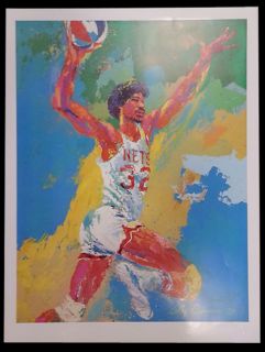  1976 Julius Dr J Erving Leroy Neiman Lithograph Poster Nets ABA