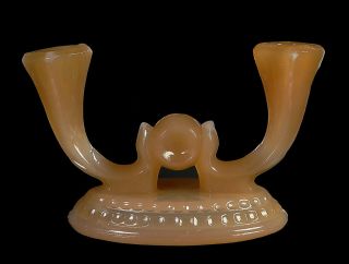 RARE Peach Colored Milk Glass Double Candle Holder