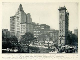 1903 Print City Hall Park Gerken Elbridge Gerry Broadway Manhattan