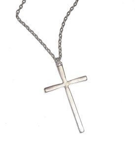 Large Cross Pendant on Chain Antique Silver 16 18 24 or 32 Chain