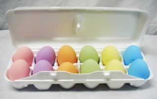 12 Ceramic Pastel Colored Eggs Crafts Easter Decor Hen Nest Dozen