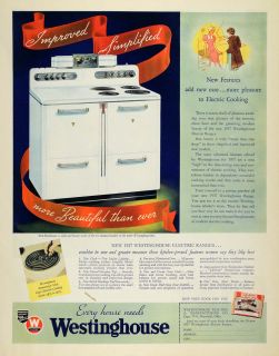 1937 Ad Westinghouse Electric Range Stoves Oven Kitchen   ORIGINAL