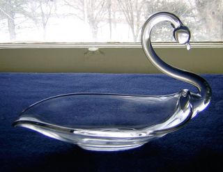 Vintage Pall Mall Duncan Miller Elegant Glass Swan Dish 8 Crystal