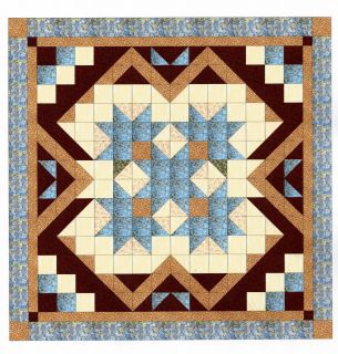 Easy Quilt Kit HeavenVariation Blue Brown Queen Size Pre cut Ready To