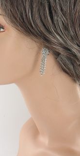 Vintage Eisenberg Ice Crystal Rhinestone Clip Dangle Earrings on Orig