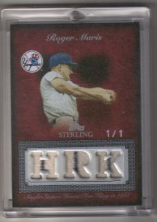 2008 Topps Sterling Stardom Roger Maris 1 of 1 Home Run King 3 Relic