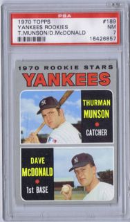 1970 Topps Thurman Munson Dave McDonald Rookie Stars 189 Vintage Card